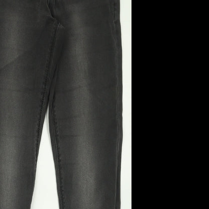 Dorothy Perkins Womens Grey  Cotton Skinny Jeans Size 12 L26 in Regular Button