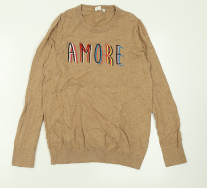 Gap Womens Brown Crew Neck  Cotton Pullover Jumper Size S