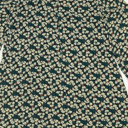 Atmosphere Womens Green Floral Polyester A-Line  Size 8  Crew Neck Button