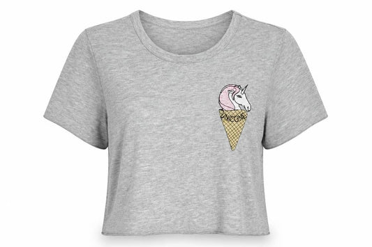 Front view of Atmosphere women’s grey polyester cropped t-shirt, size UK 16, crew neck