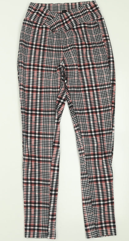 SheIn Womens Pink Check Polyester Trousers  Size S L28 in Regular