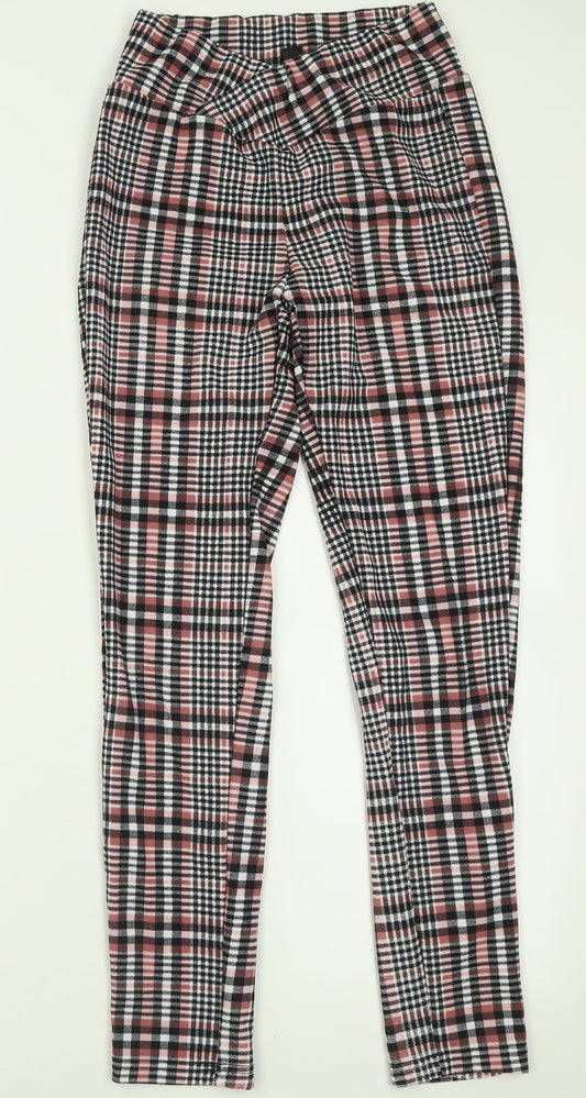 SheIn Womens Pink Check Polyester Trousers  Size S L28 in Regular