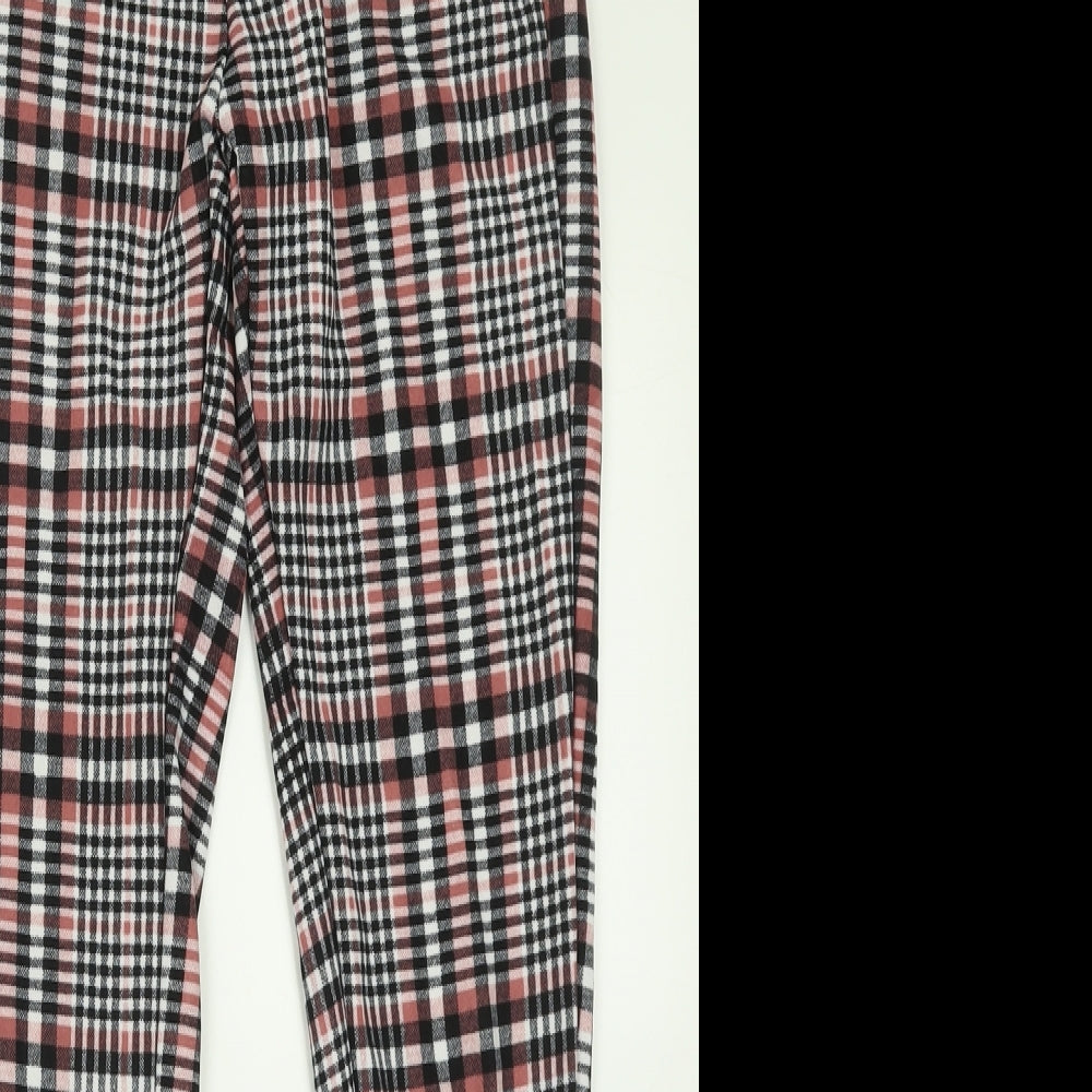 SheIn Womens Pink Check Polyester Trousers  Size S L28 in Regular
