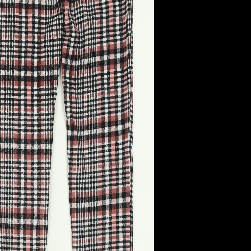 SheIn Womens Pink Check Polyester Trousers  Size S L28 in Regular