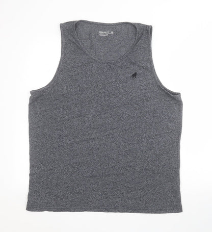 Peacocks Mens Grey  Polyester Basic T-Shirt Size XL Round Neck Pullover