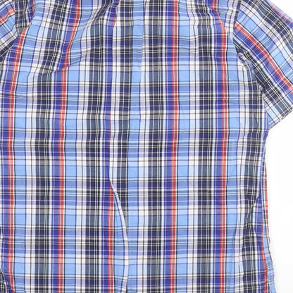 VV Mens Blue Plaid Cotton  Button-Up Size S Collared Button