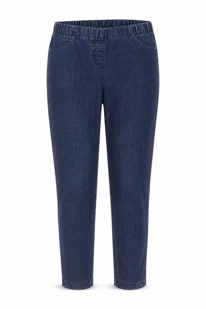 Front view of Marks & Spencer women’s blue cotton jegging jeans, size UK 10, 28-inch leg regular