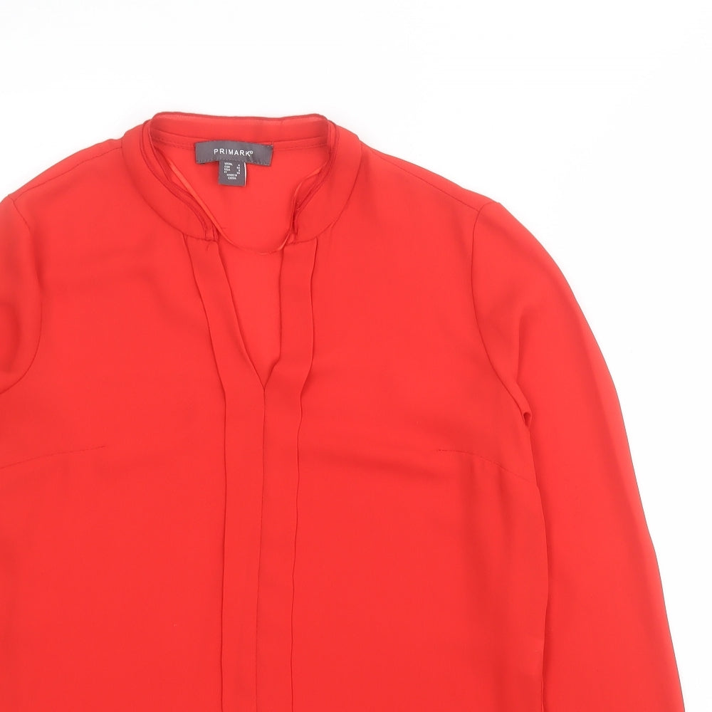Primark Womens Red  Polyester Basic Blouse Size 4 V-Neck