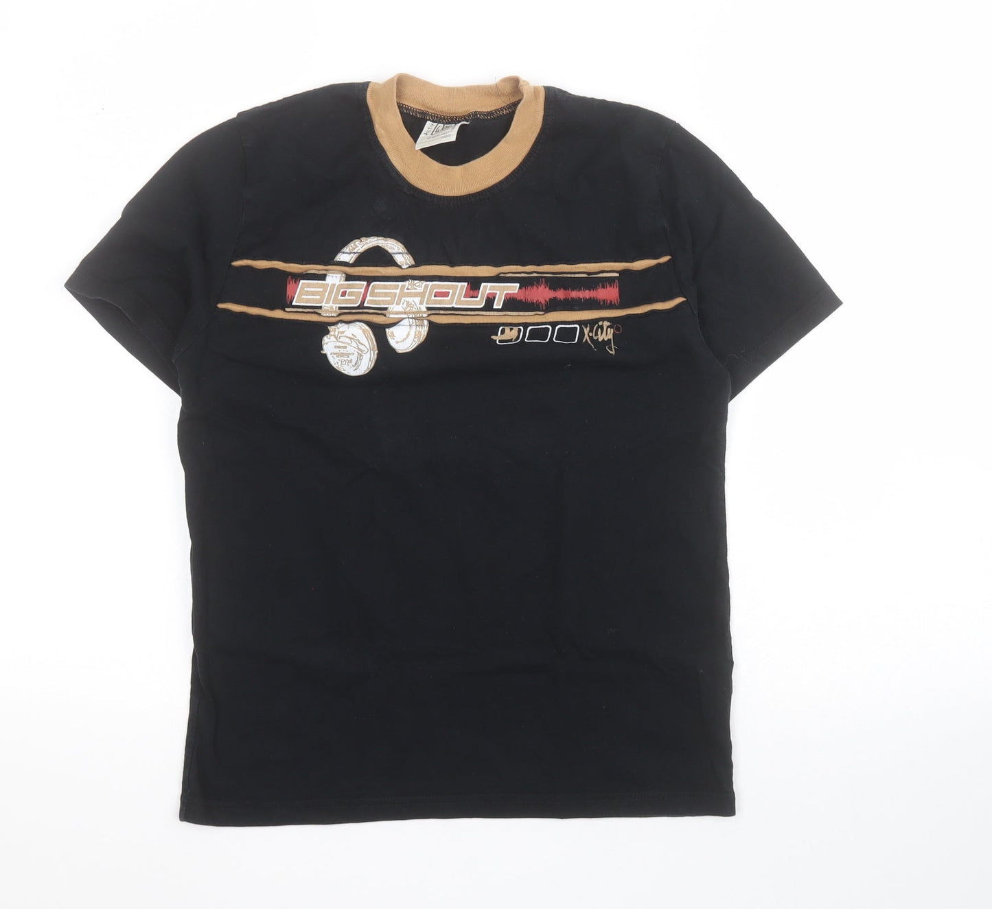 Active World Boys Black  100% Cotton Pullover T-Shirt Size 12 Years Crew Neck Pullover