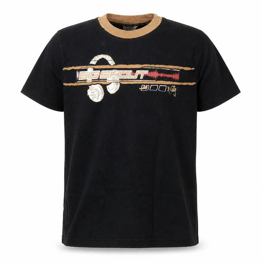 Front view of Active World boys’ black 100% cotton pullover t-shirt, size 12, years crew neck pullover