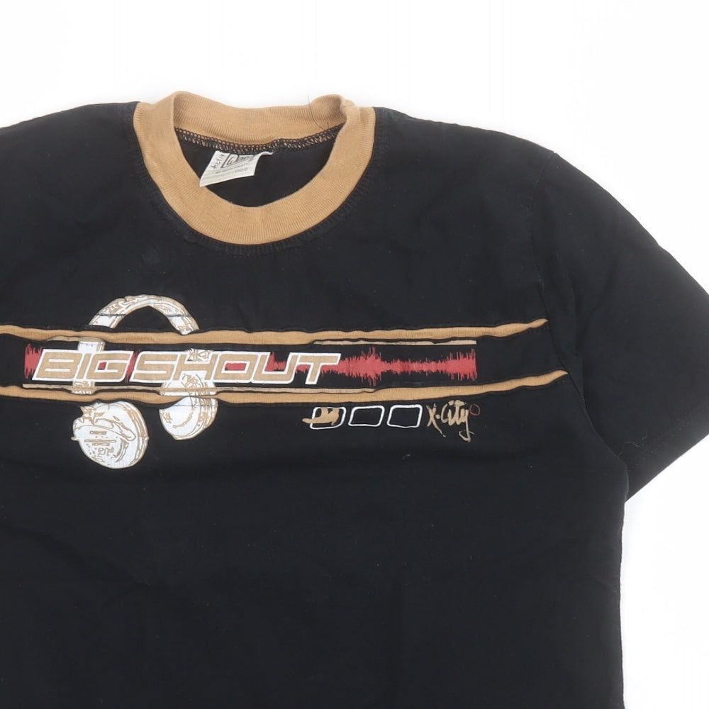 Active World Boys Black  100% Cotton Pullover T-Shirt Size 12 Years Crew Neck Pullover