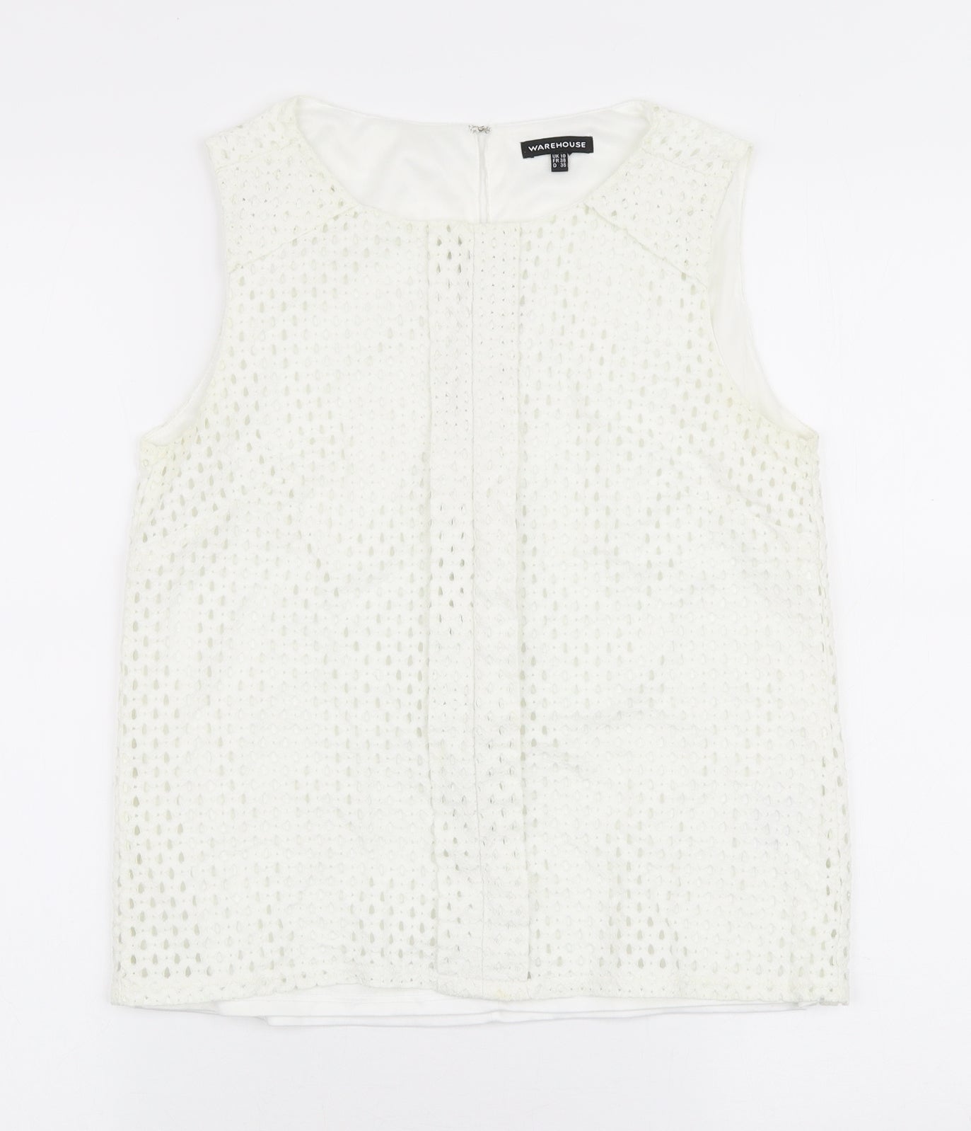 Womens UK Size 10 Warehouse White Basic Blouse