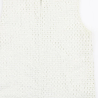 Womens UK Size 10 Warehouse White Basic Blouse