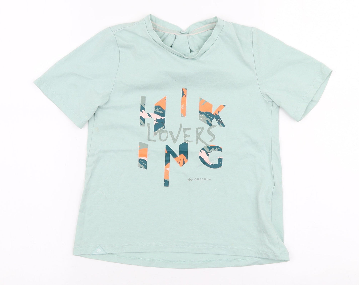 DECATHLON Girls Blue  Polyester Jersey T-Shirt Size 7-8 Years Round Neck Pullover - Hiking