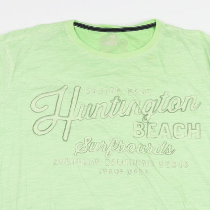 Marks and Spencer Mens Green  Cotton  T-Shirt Size 2XL Round Neck  - huntington beach