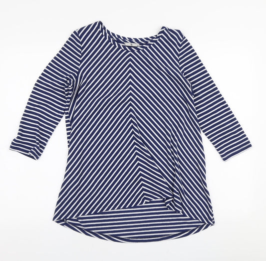TU Womens Blue Round Neck Striped Polyester Pullover Jumper Size 10