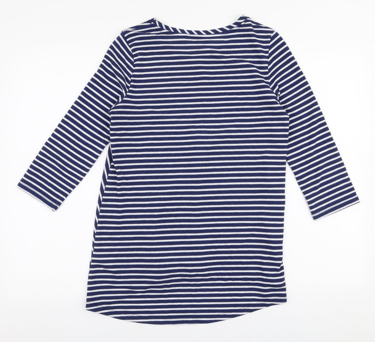 TU Womens Blue Round Neck Striped Polyester Pullover Jumper Size 10