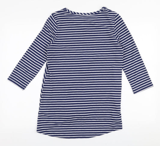 TU Womens Blue Round Neck Striped Polyester Pullover Jumper Size 10