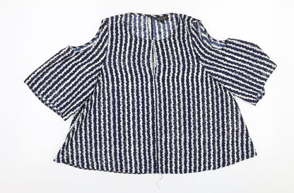 Womens UK Size 10 Topshop Blue Basic Blouse