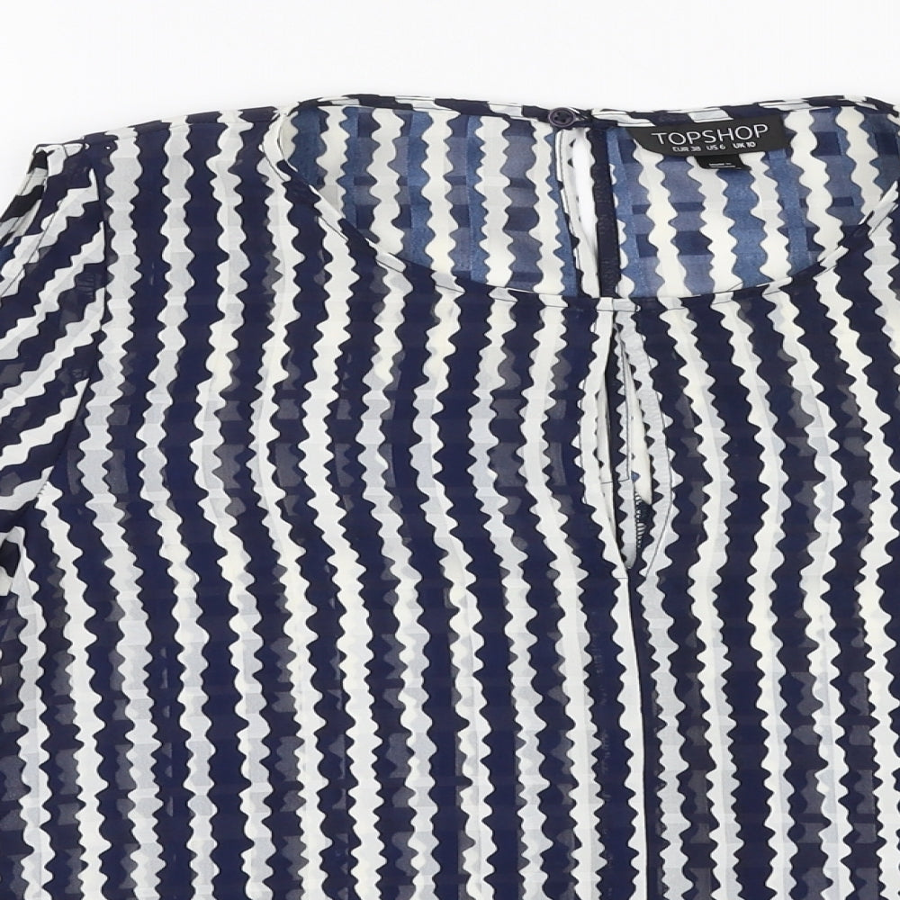 Womens UK Size 10 Topshop Blue Basic Blouse