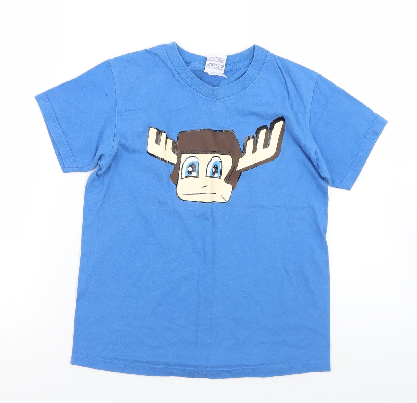 Russell Boys Blue  Cotton Basic T-Shirt Size 9-10 Years Crew Neck