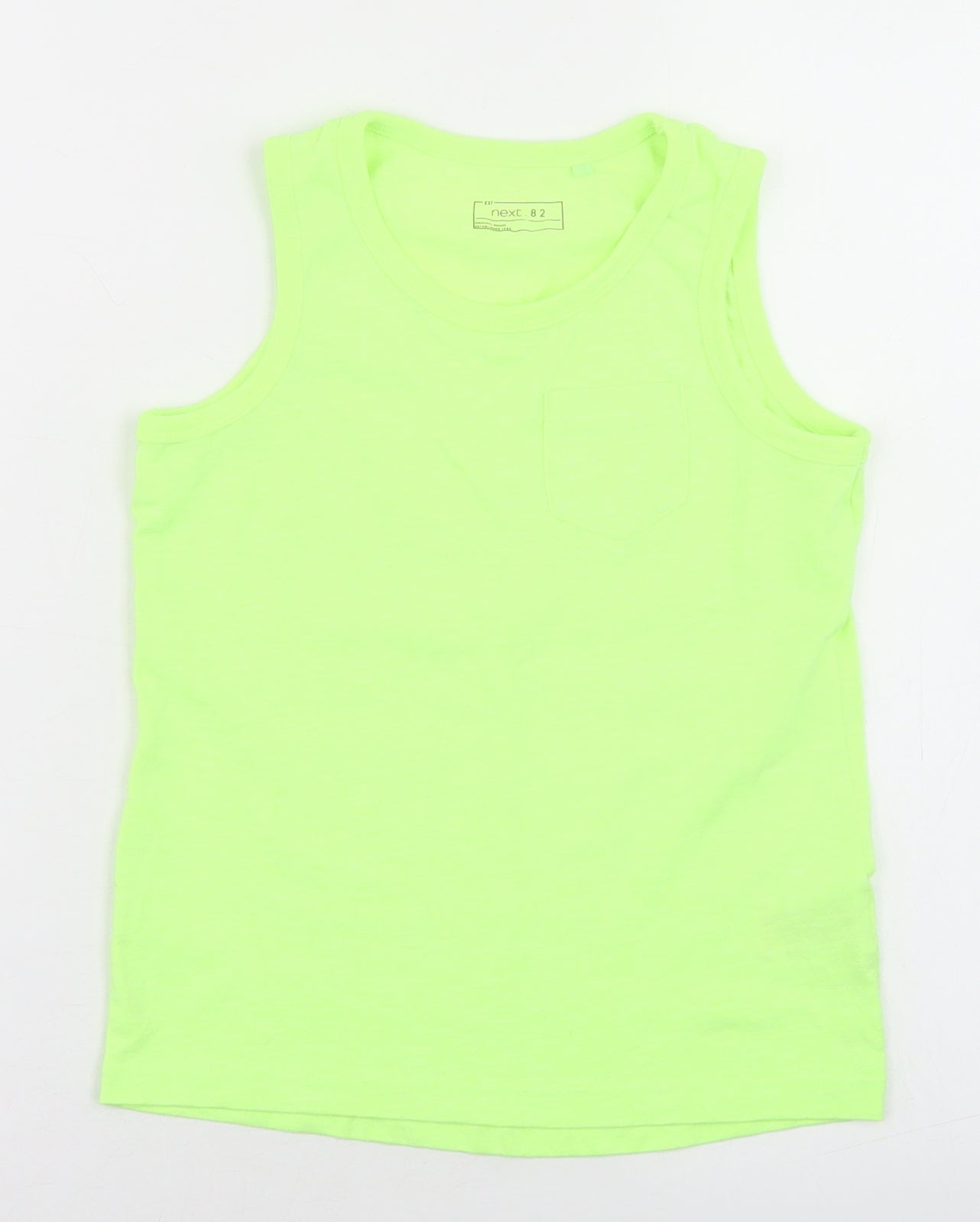 NEXT Boys Yellow  Cotton Basic Tank Size 6 Years Round Neck  - Chest Pocket, Neon
