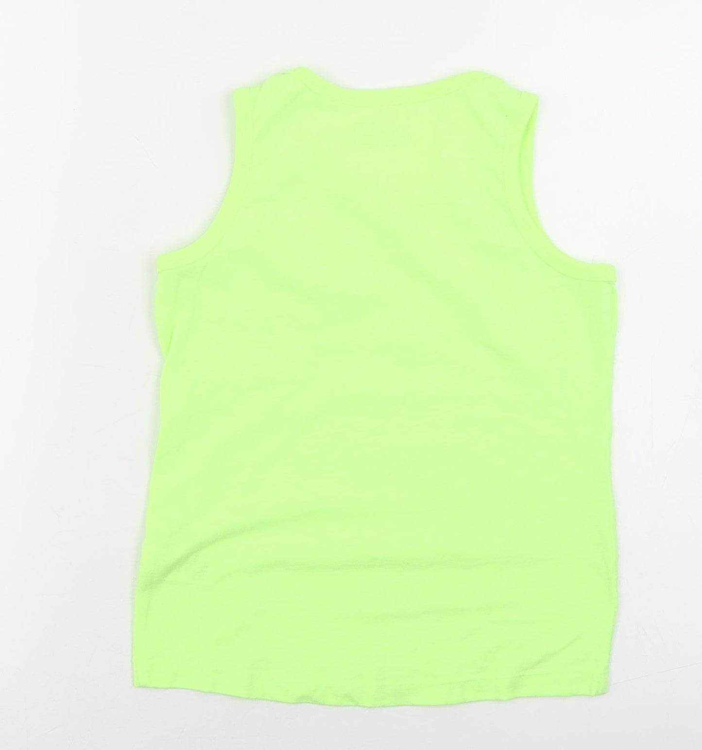 NEXT Boys Yellow  Cotton Basic Tank Size 6 Years Round Neck  - Chest Pocket, Neon