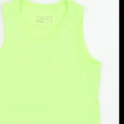 NEXT Boys Yellow  Cotton Basic Tank Size 6 Years Round Neck  - Chest Pocket, Neon