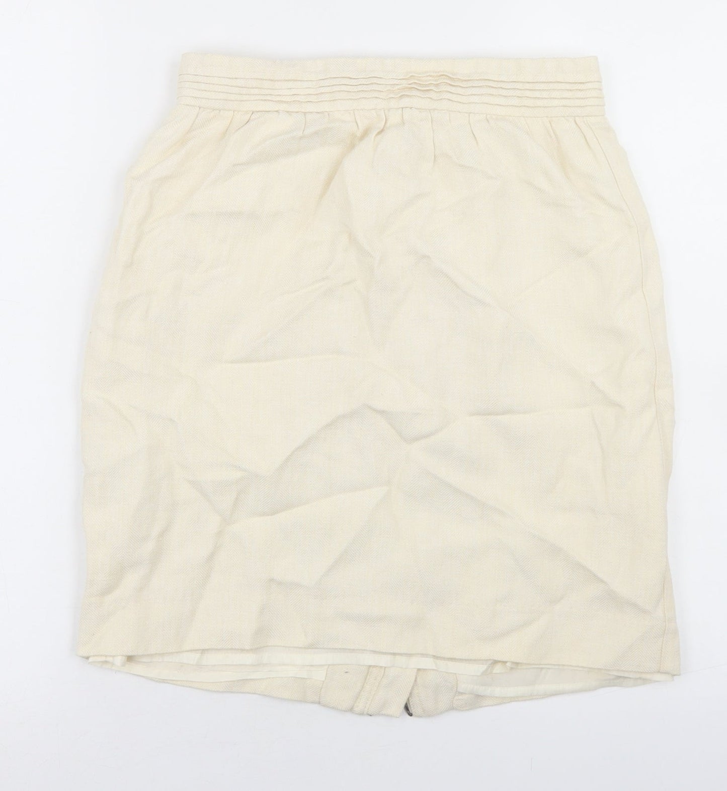 Adam Womens Ivory  Linen Straight & Pencil Skirt Size 10   Zip