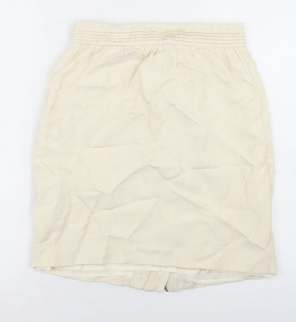 Adam Womens Ivory  Linen Straight & Pencil Skirt Size 10   Zip