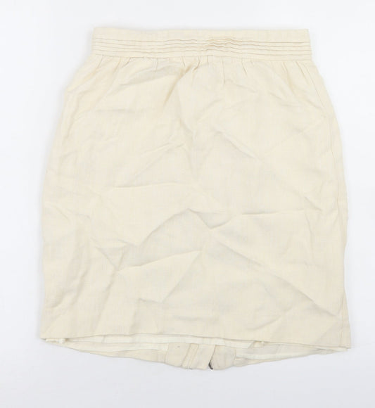 Additional front view of Adam women’s ivory linen straight & pencil skirt, size UK 10, zip