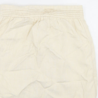 Adam Womens Ivory  Linen Straight & Pencil Skirt Size 10   Zip