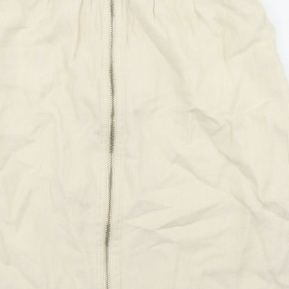 Adam Womens Ivory  Linen Straight & Pencil Skirt Size 10   Zip