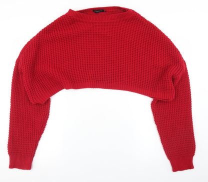 Womens UK Size M PRETTYLITTLETHING Red Pullover Jumper