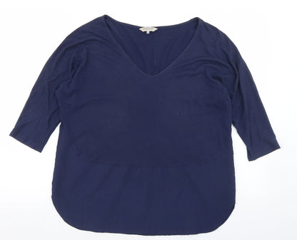 Great Plains Womens Blue  Cotton Basic Blouse Size XS Round Neck