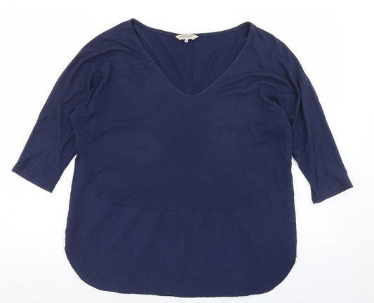 Great Plains Womens Blue  Cotton Basic Blouse Size XS Round Neck
