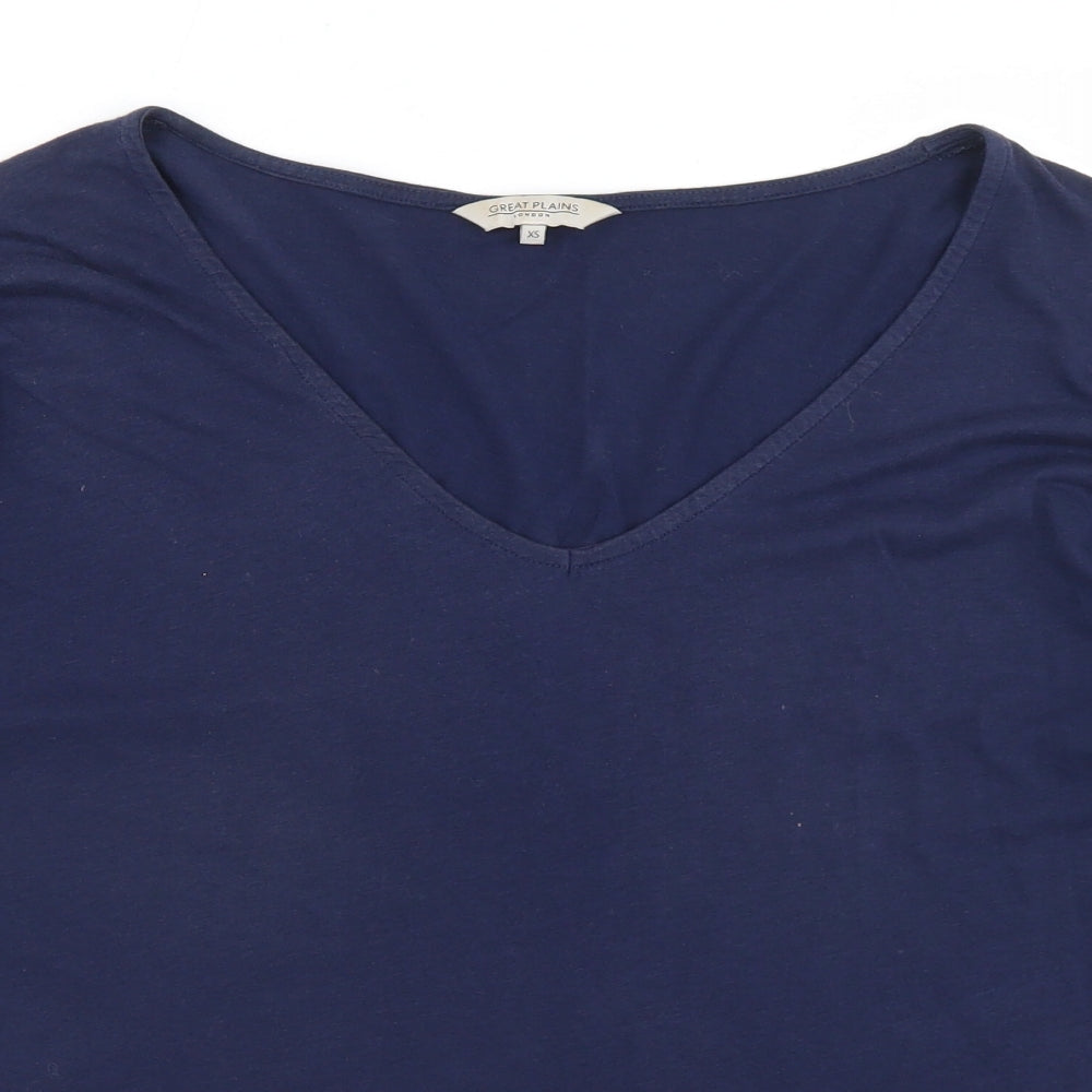 Great Plains Womens Blue  Cotton Basic Blouse Size XS Round Neck