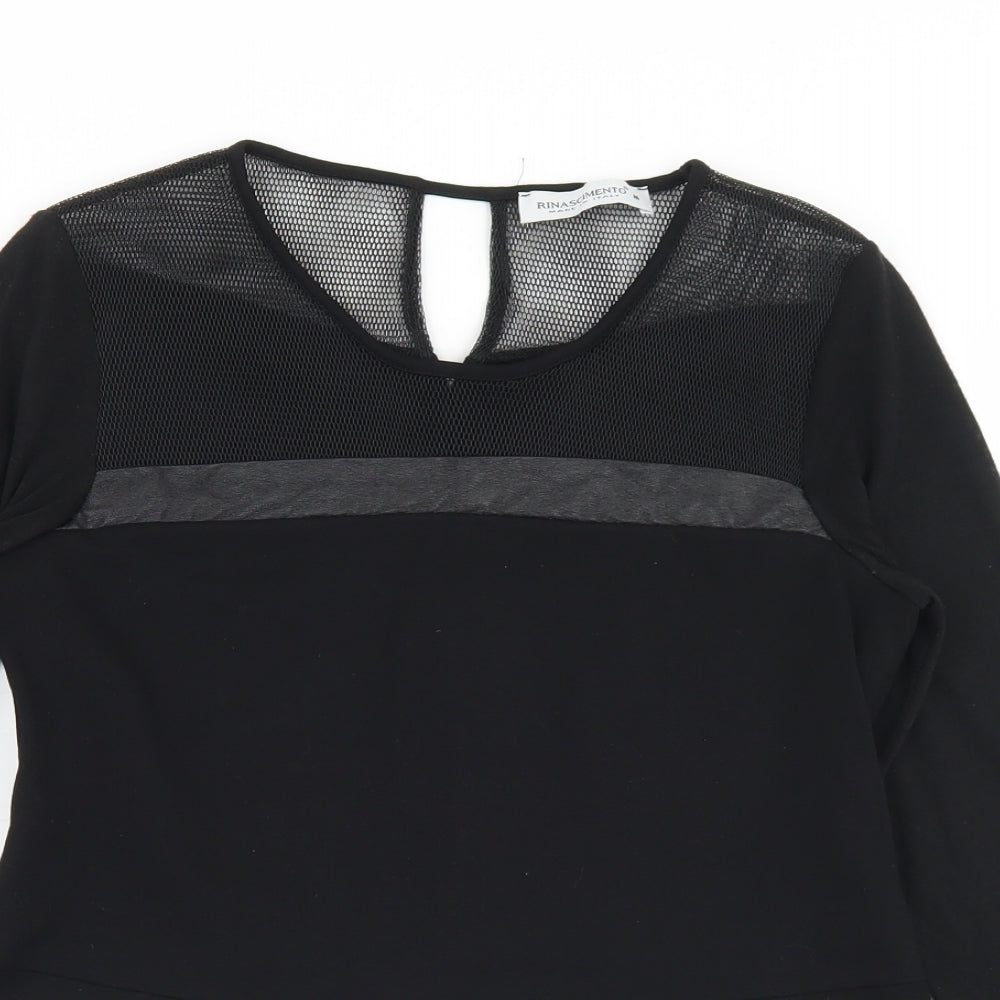 Womens UK Size M Rinascimento Black Basic T-Shirt