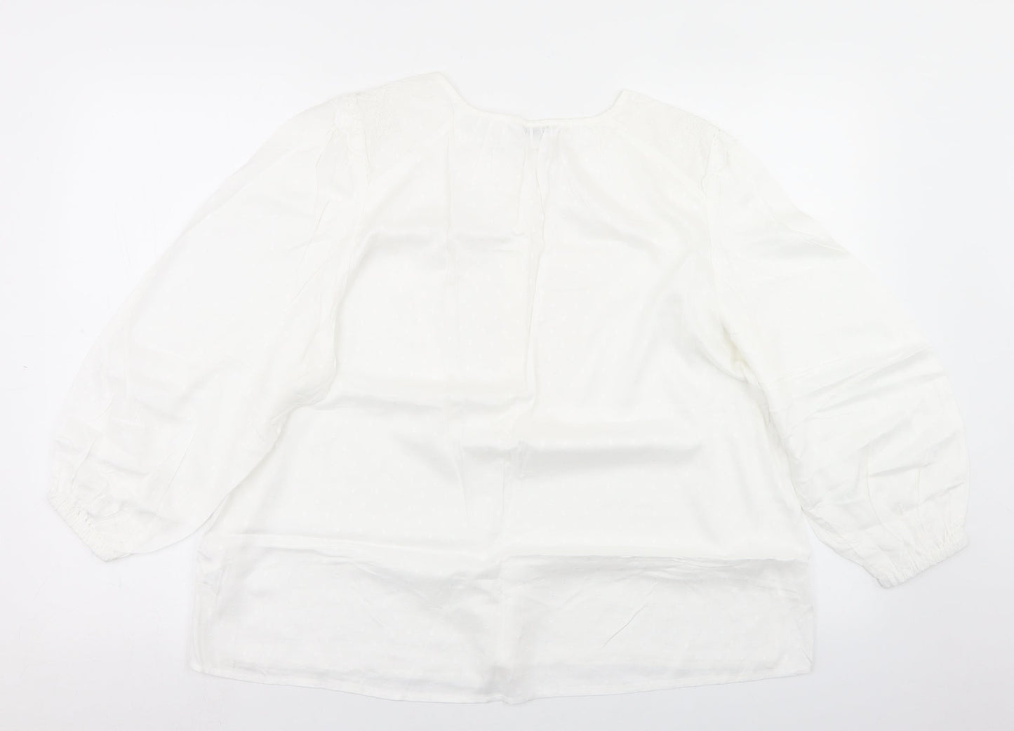 Papaya Womens White  Viscose Basic Blouse Size 14 Round Neck