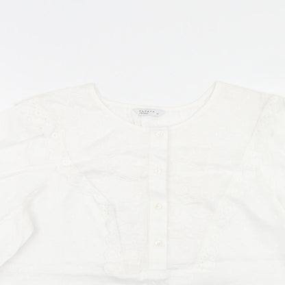 Papaya Womens White  Viscose Basic Blouse Size 14 Round Neck