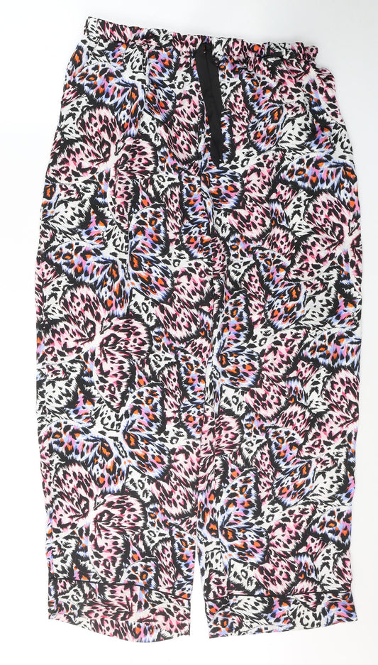 Primark Womens Multicoloured Animal Print Polyester Snow Pants Trousers Size 14 L29 in Regular Tie