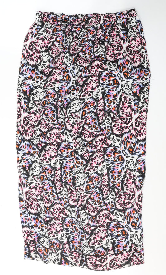 Primark Womens Multicoloured Animal Print Polyester Snow Pants Trousers Size 14 L29 in Regular Tie