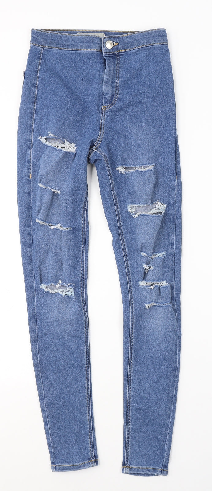 Topshop Womens Blue  Cotton Skinny Jeans Size 26 in L32 in Regular Button