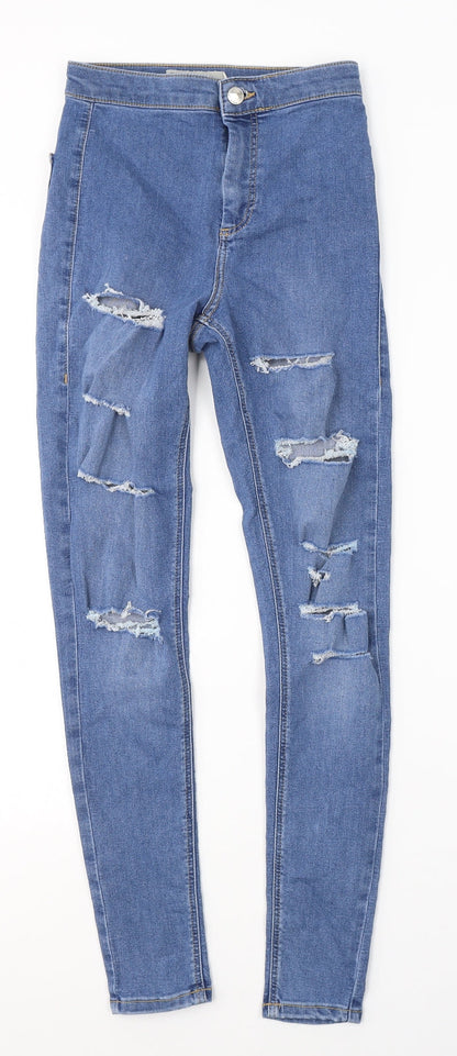 Topshop Womens Blue  Cotton Skinny Jeans Size 26 in L32 in Regular Button