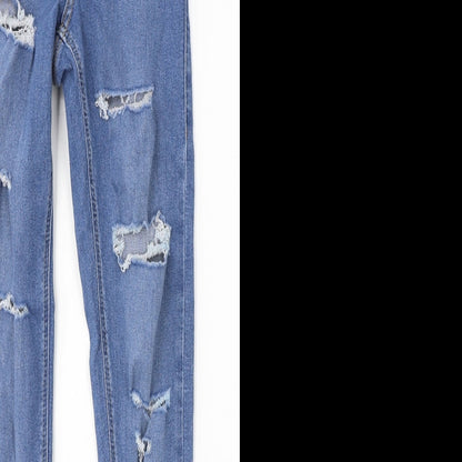 Topshop Womens Blue  Cotton Skinny Jeans Size 26 in L32 in Regular Button