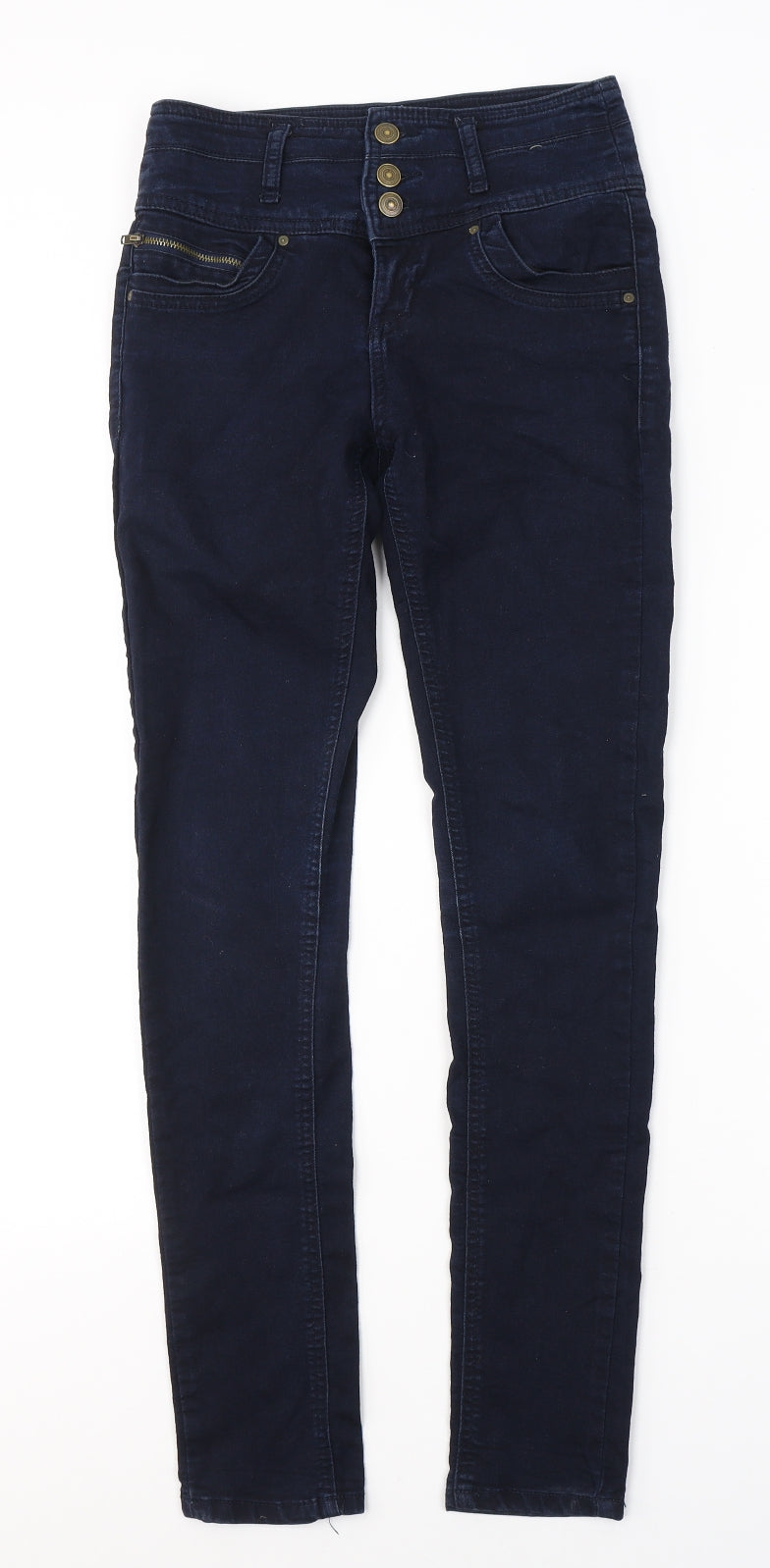 Denim & Co. Womens Blue  Cotton Skinny Jeans Size 6 L30 in Regular Button