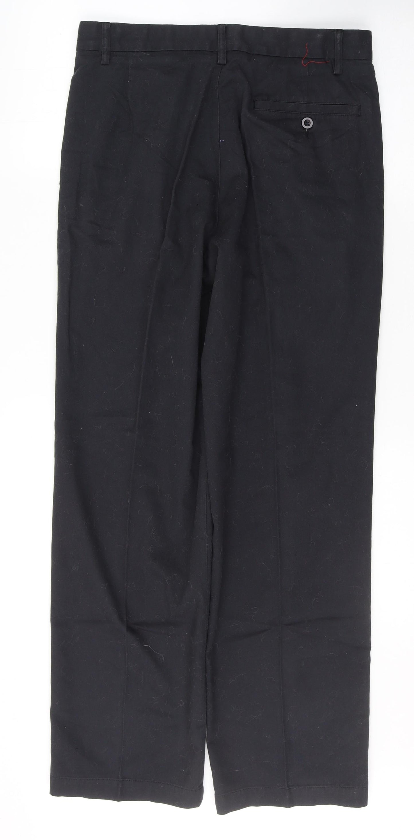 Dunnes Stores Mens Black  Cotton Trousers  Size 32 L31 in Regular Button