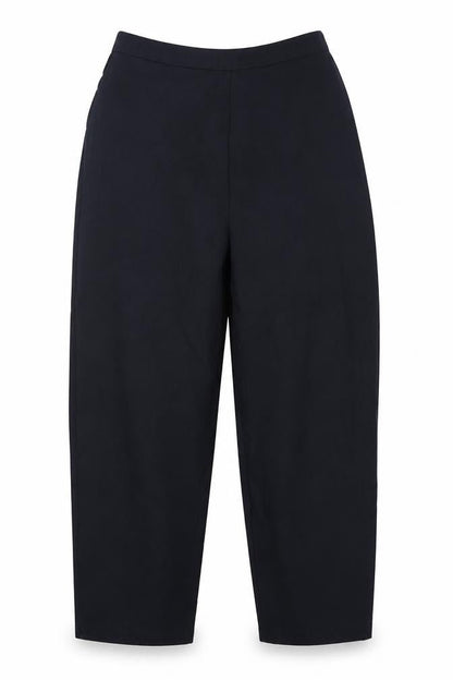 Front view of Preworn women’s blue polyester trousers, size UK 16, 26-inch leg regular
