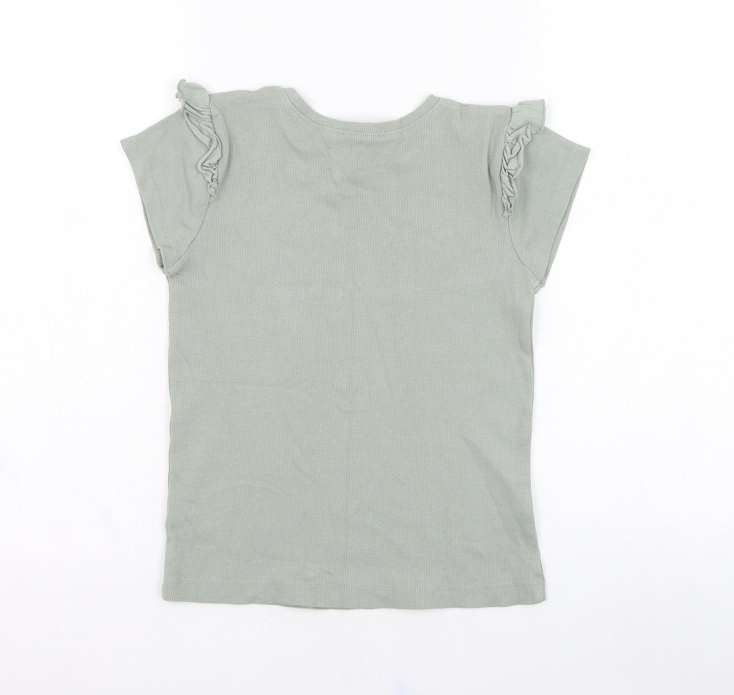 George Girls Green  Cotton Basic T-Shirt Size 10-11 Years Round Neck Pullover