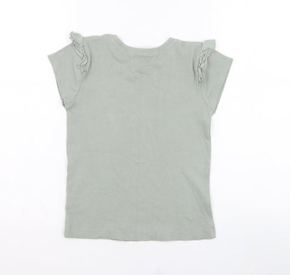 George Girls Green  Cotton Basic T-Shirt Size 10-11 Years Round Neck Pullover